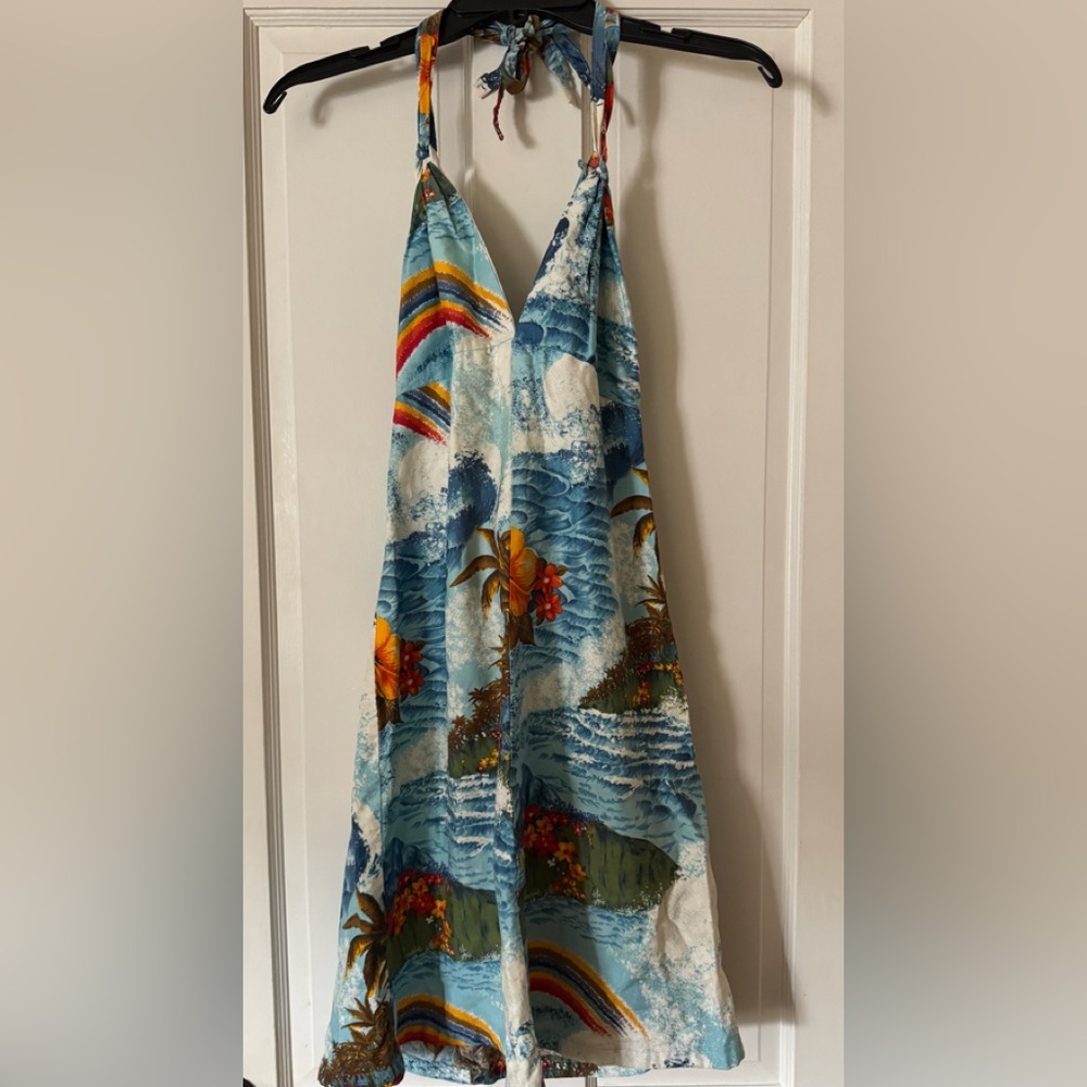 Vintage Tropical Print Maxi Dress